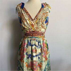 Patterned silk Anthropologie dress